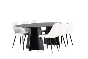 Bariso Matbord 230x115x75 cm Oval med 6 Night Matstol - Möbler - Bord & matgrupp - Matgrupp
