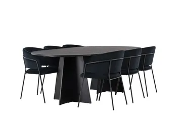 Bariso Matbord 230x115x75 cm Oval med 6 Selma Matstol - Möbler - Bord & matgrupp - Matgrupp