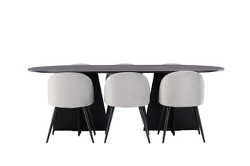 Bariso Matbord 230x115x75 cm Oval med 6 Velvet Köksstol Sammet - Möbler - Bord & matgrupp - Matgrupp