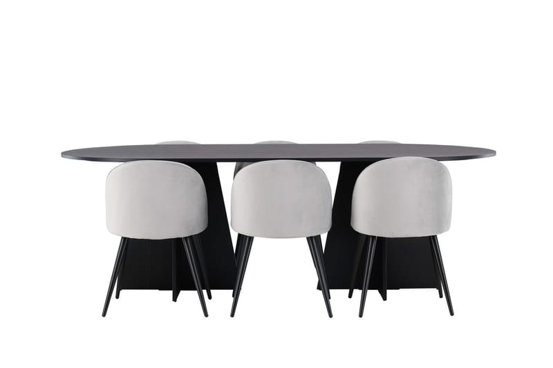 Bariso Matbord 230x115x75 cm Oval med 6 Velvet Köksstol Sammet - Möbler - Bord & matgrupp - Matgrupp
