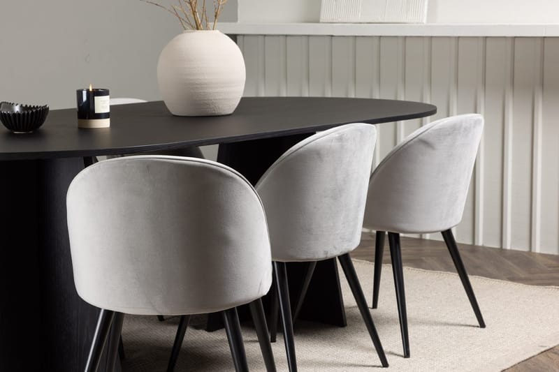Bariso Matbord 230x115x75 cm Oval med 6 Velvet Köksstol Sammet - Möbler - Bord & matgrupp - Matgrupp