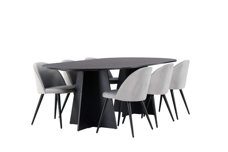 Bariso Matbord 230x115x75 cm Oval med 6 Velvet Köksstol Sammet - Möbler - Bord & matgrupp - Matgrupp