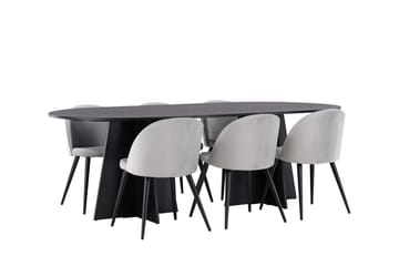 Bariso Matbord 230x115x75 cm Oval med 6 Velvet Köksstol Sammet - Möbler - Bord & matgrupp - Matgrupp