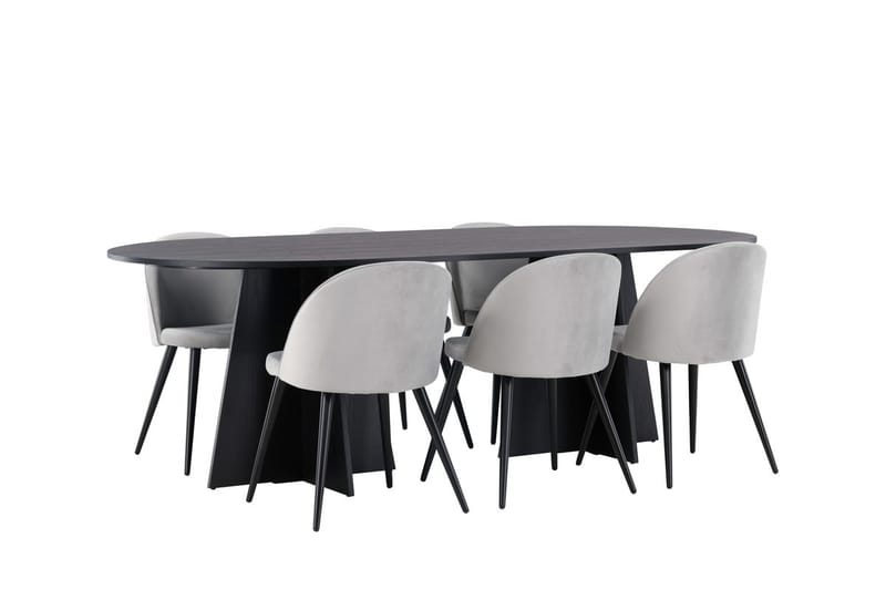 Bariso Matbord 230x115x75 cm Oval med 6 Velvet Köksstol Sammet - Möbler - Bord & matgrupp - Matgrupp