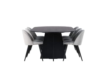 Bariso Matbord 230x115x75 cm Oval med 6 Velvet Köksstol Sammet - Möbler - Bord & matgrupp - Matgrupp