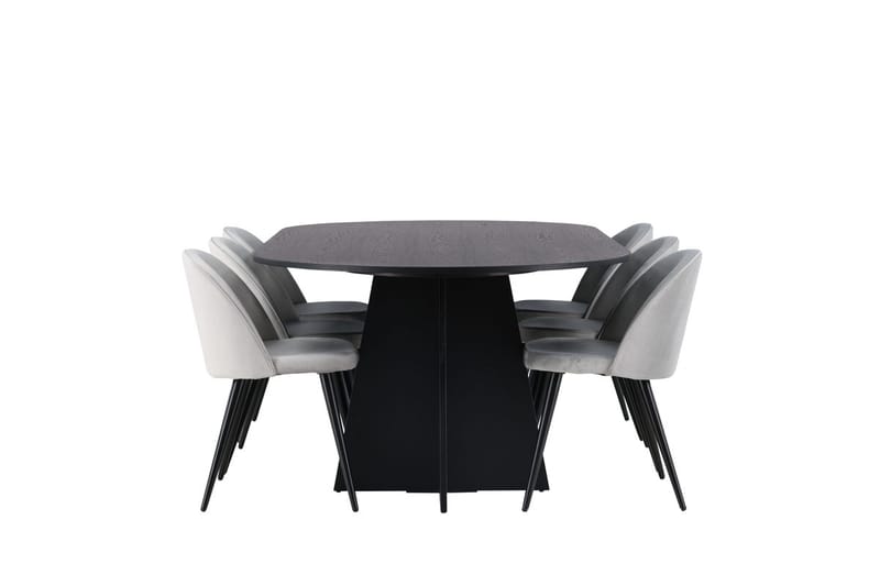 Bariso Matbord 230x115x75 cm Oval med 6 Velvet Köksstol Sammet - Möbler - Bord & matgrupp - Matgrupp