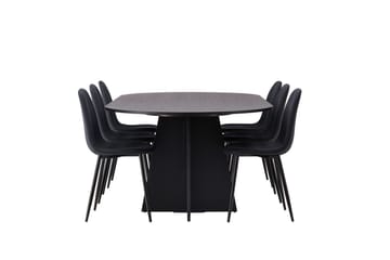 Bariso Matbord 230x115x75 cm Oval med 6 Polar Matstol - Möbler - Bord & matgrupp - Matgrupp