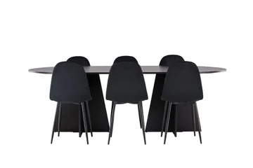 Bariso Matbord 230x115x75 cm Oval med 6 Polar Köksstol - Möbler - Bord & matgrupp - Matgrupp