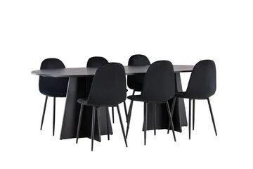 Bariso Matbord 230x115x75 cm Oval med 6 Polar Köksstol - Möbler - Bord & matgrupp - Matgrupp