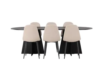 Bariso Matbord 230x115x75 cm Oval med 6 Polar Matstol - Möbler - Bord & matgrupp - Matgrupp