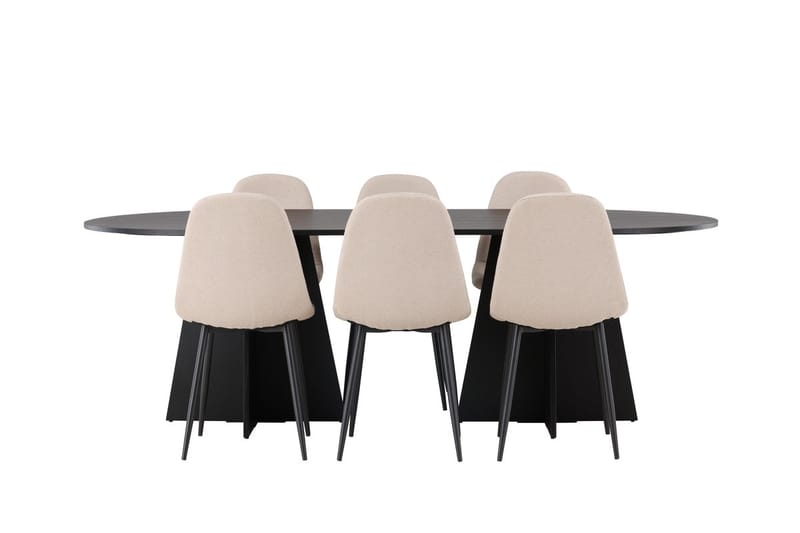 Bariso Matbord 230x115x75 cm Oval med 6 Polar Matstol - Möbler - Bord & matgrupp - Matgrupp