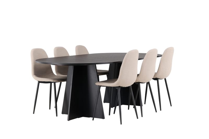 Bariso Matbord 230x115x75 cm Oval med 6 Polar Matstol - Möbler - Bord & matgrupp - Matgrupp