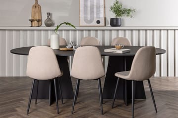 Bariso Matbord 230x115x75 cm Oval med 6 Polar Matstol - Möbler - Bord & matgrupp - Matgrupp