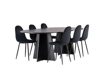 Bariso Matbord 230x115x75 cm Oval med 6 Polar Köksstol - Möbler - Bord & matgrupp - Matgrupp