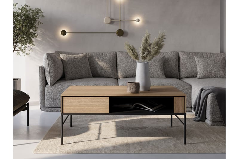 Basici Soffbord 110 cm med Lådor i Trä med Mörkt Trä - Brun - Möbler - Bord & matgrupp - Soffbord