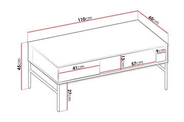 Basici Soffbord 110 cm med Lådor i Trä med Mörkt Trä - Brun - Möbler - Bord & matgrupp - Soffbord