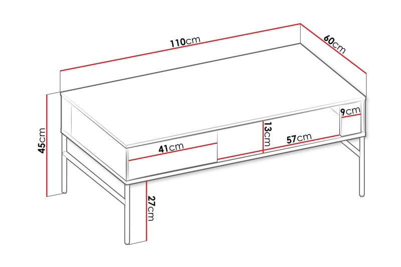 Basici Soffbord 110 cm med Lådor i Trä med Mörkt Trä - Brun - Möbler - Bord & matgrupp - Soffbord