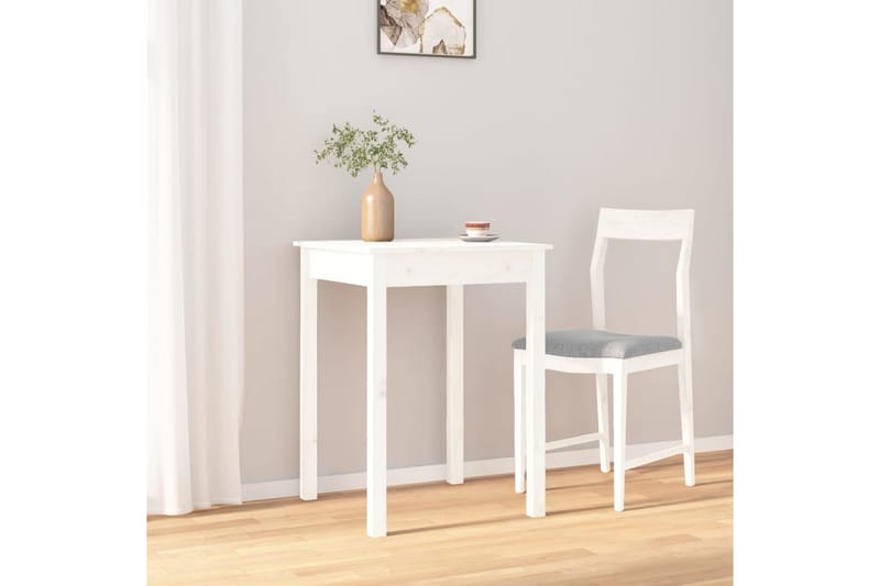 beBasic Matbord vit 55x55x75 cm massivt furuträ - White - Matbord & köksbord