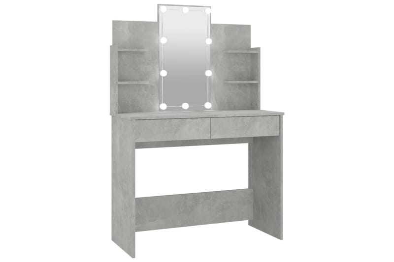 beBasic Sminkbord med LED betonggrå 96x40x142 cm - Grey - Sminkbord & toalettbord