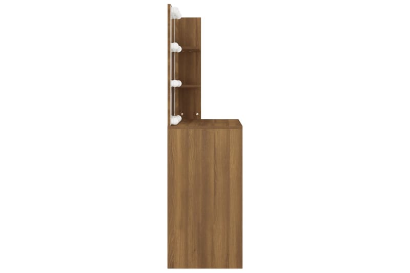 beBasic Sminkbord med LED brun ek 74,5x40x141 cm - Brown - Sminkbord & toalettbord
