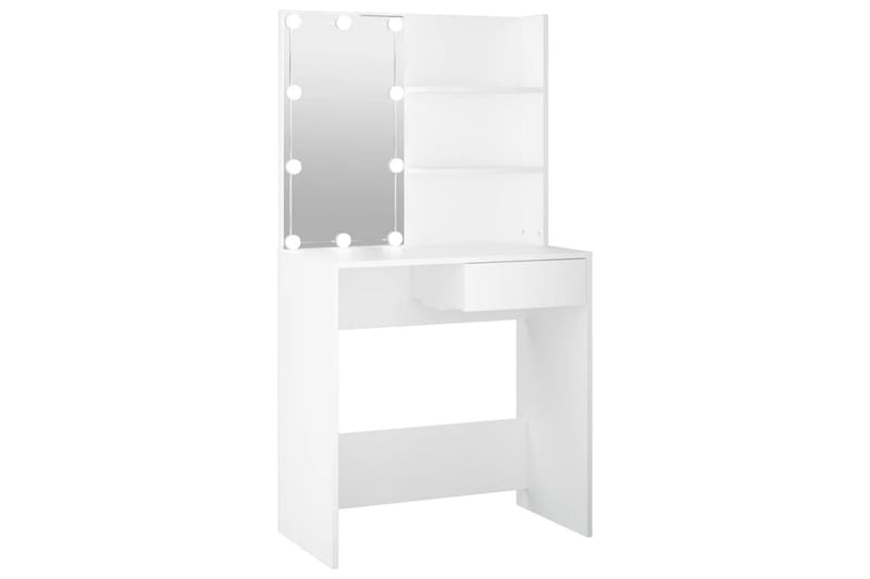 beBasic Sminkbord med LED vit 74,5x40x141 cm - White - Sminkbord & toalettbord