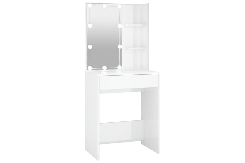 beBasic Sminkbord med LED vit högglans 60x40x140 cm - White - Sminkbord & toalettbord