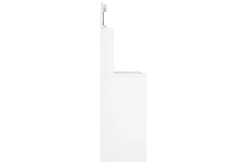 beBasic Sminkbord med LED vit högglans 96x40x142 cm - White - Sminkbord & toalettbord