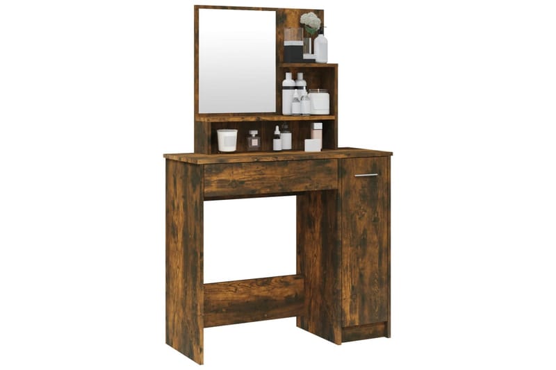 beBasic Sminkbord med spegel rökfärgad ek 86,5x35x136 cm - Brown - Sminkbord & toalettbord