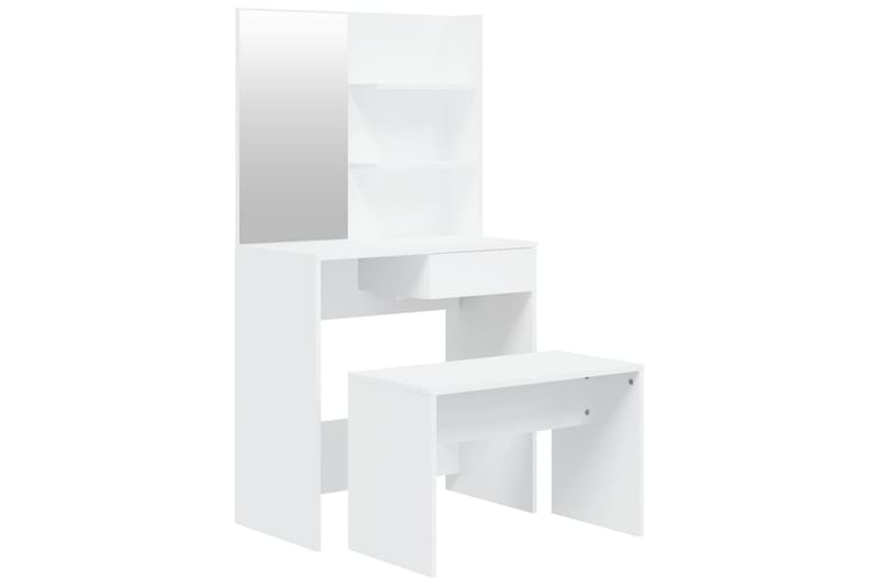 beBasic Sminkbord set vit 74,5x40x141 cm - White - Sminkbord & toalettbord