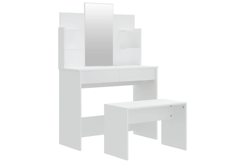 beBasic Sminkbord set vit 96x40x142 cm - White - Sminkbord & toalettbord