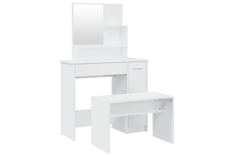 beBasic Sminkbord set vit högglans 86,5x35x136 cm - White - Sminkbord & toalettbord