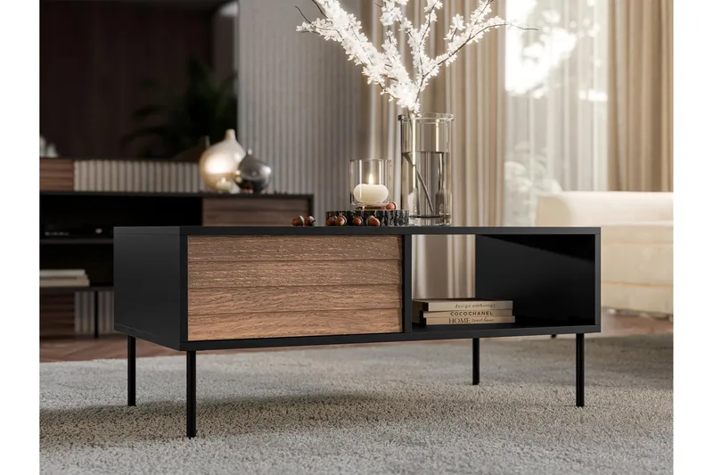 Belonger Soffbord 100 cm - Svart/Valnöt - Möbler - Bord & matgrupp - Soffbord