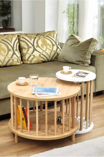 Belvo Soffbordsset 60x43 cm - Sapphire Oak och vit - Möbler - Bord & matgrupp - Soffbord