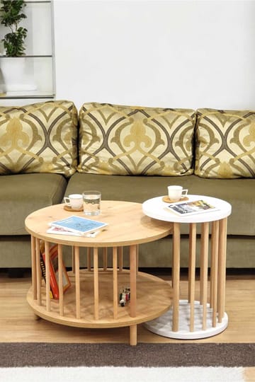 Belvo Soffbordsset 60x43 cm - Sapphire Oak och vit - Möbler - Bord & matgrupp - Soffbord