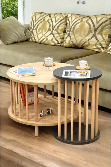 Belvo Soffbordsset 60x43 cm - Sapphire Oak/Antracit - Möbler - Bord & matgrupp - Soffbord