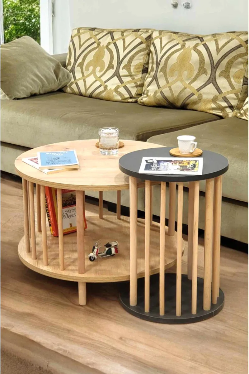 Belvo Soffbordsset 60x43 cm, Sapphire Oak/Antracit