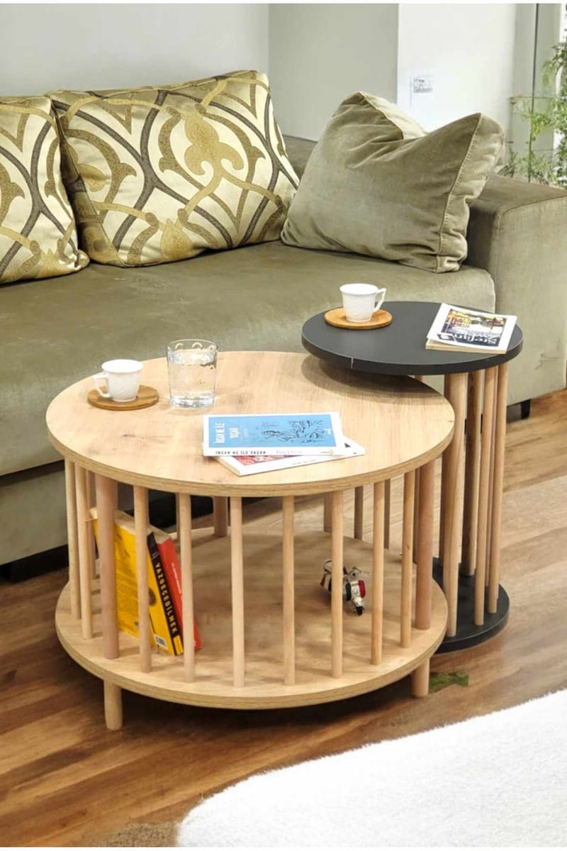 Belvo Soffbordsset 60x43 cm - Sapphire Oak/Antracit - Möbler - Bord & matgrupp - Soffbord