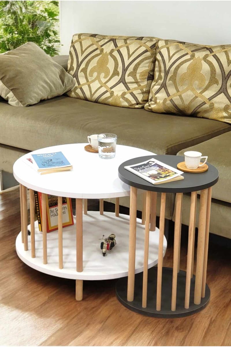 Belvo Soffbordsset 60x43 cm - Vitt/Antracit - Möbler - Bord & matgrupp - Soffbord