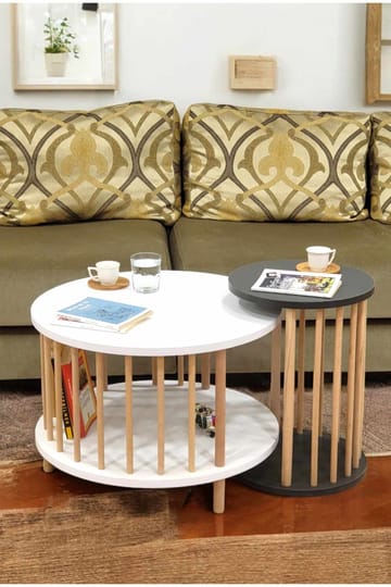 Belvo Soffbordsset 60x43 cm - Vitt/Antracit - Möbler - Bord & matgrupp - Soffbord