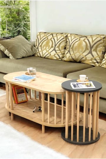 Belvo Soffbordsset 90x43x45 cm - Sapphire Oak och antracit - Möbler - Bord & matgrupp - Soffbord