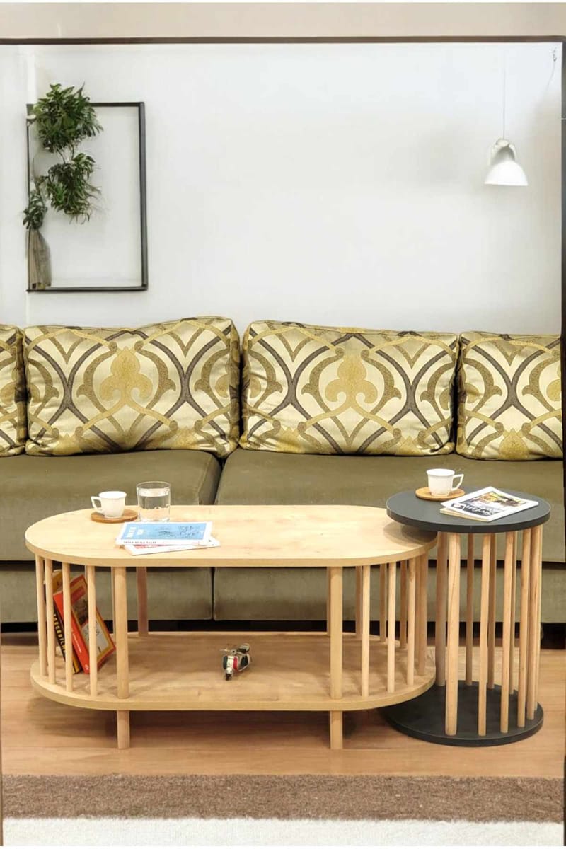 Belvo Soffbordsset 90x43x45 cm - Sapphire Oak och antracit - Möbler - Bord & matgrupp - Soffbord
