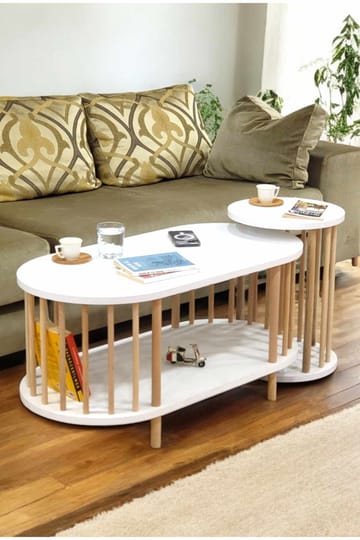 Belvo Soffbordsset 90x43x45 cm - Vit - Möbler - Bord & matgrupp - Soffbord