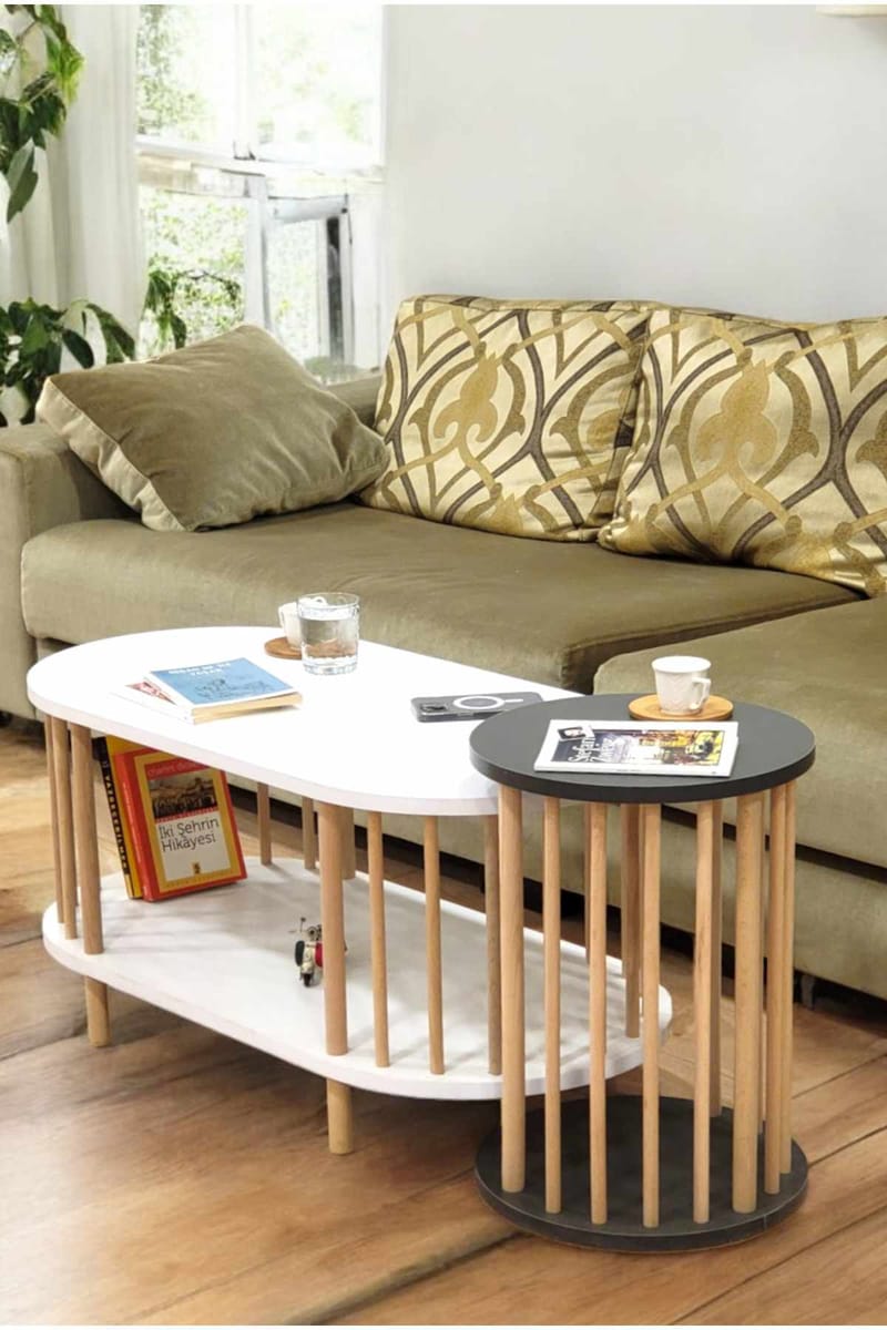 Belvo Soffbordsset 90x43x45 cm - Vitt/Antracit - Möbler - Bord & matgrupp - Soffbord