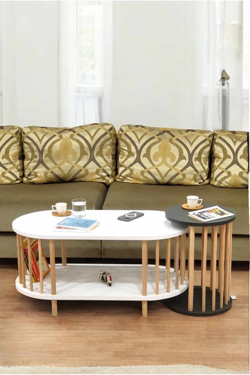 Belvo Soffbordsset 90x43x45 cm - Vitt/Antracit - Möbler - Bord & matgrupp - Soffbord