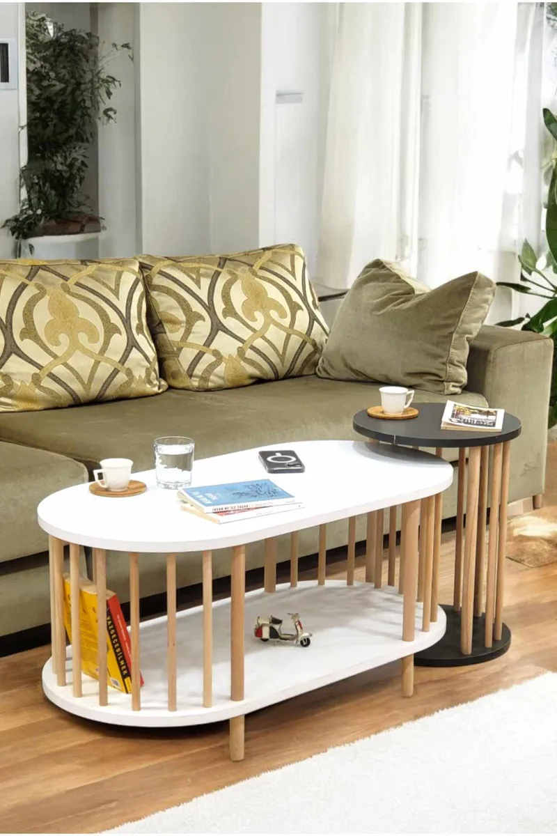 Belvo Soffbordsset 90x43x45 cm, Vitt/Antracit