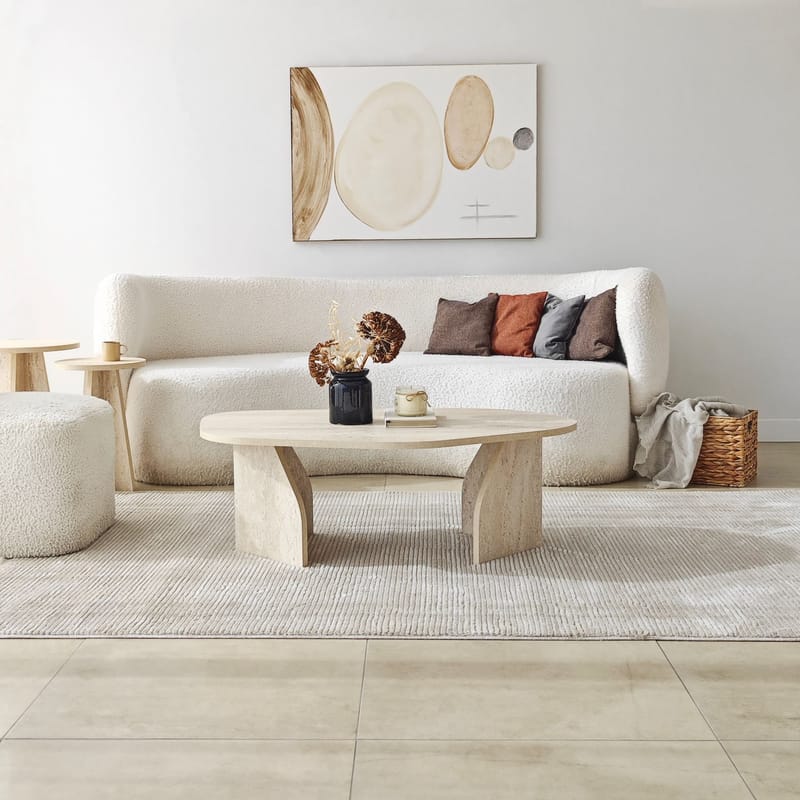 Berriaren Soffbord 100 cm - travertin och rökfärgad - Möbler - Bord & matgrupp - Soffbord