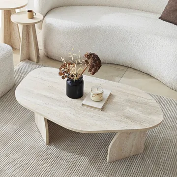 Berriaren Soffbord 100 cm - travertin och rökfärgad - Möbler - Bord & matgrupp - Soffbord