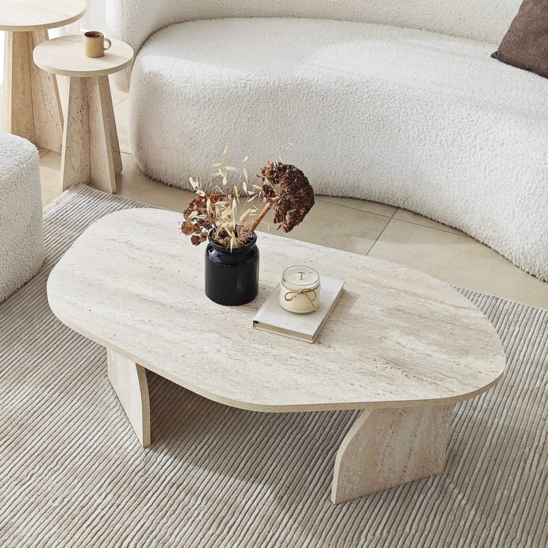 Berriaren Soffbord 100 cm - travertin och rökfärgad - Möbler - Bord & matgrupp - Soffbord
