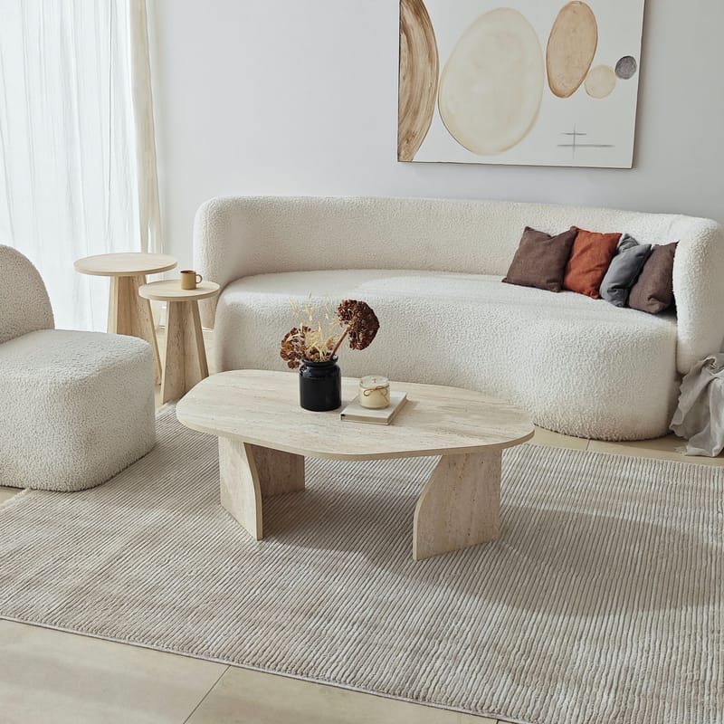 Berriaren Soffbord 100 cm - travertin och rökfärgad - Möbler - Bord & matgrupp - Soffbord