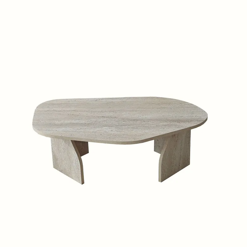 Berriaren Soffbord 100 cm, travertin och rökfärgad